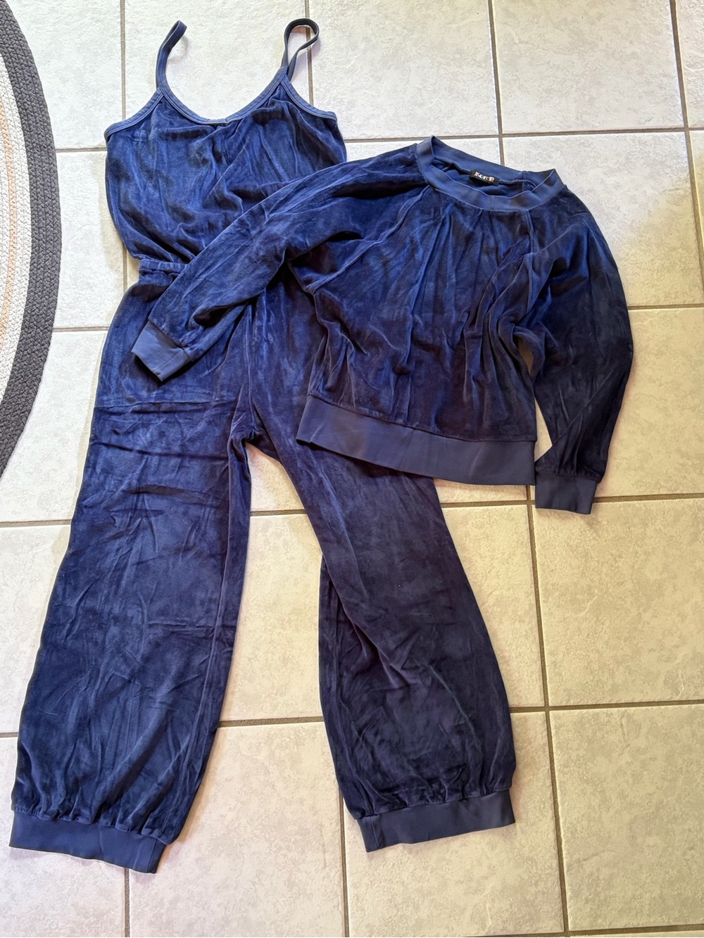 Suzie Kondi Blue Velour Giorgi Jumpsuit and Top Set
